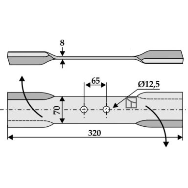 Žoliapjovės peilis 320mm, dešinė