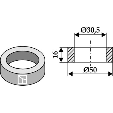 Centrinė įvorė 16xØ30,5xØ50
