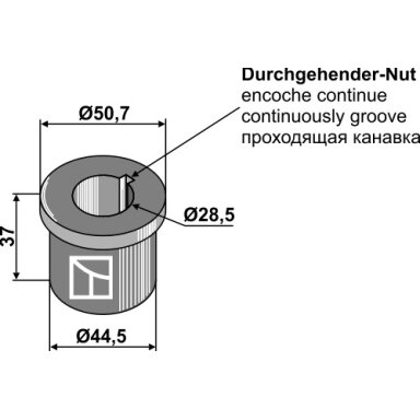 Įvorė 37xØ28,5xØ50,7
