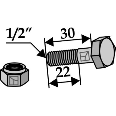 Varžtas su savaime užsifiksuojančia veržle - 1/2''UNF