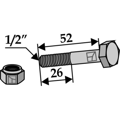 Varžtas su savaime užsifiksuojančia veržle - 1/2''UNF