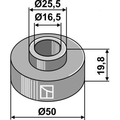 Įvorė 19,8xØ16,5xØ50
