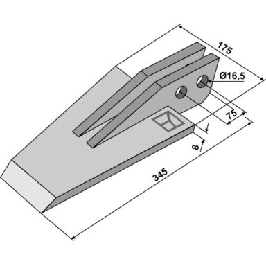 Kastuvo tipo antgalis Celli, 345 mm