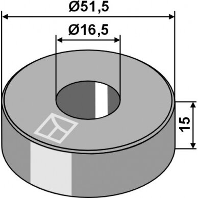 Distancinė įvorė 15xØ16,5xØ51,5 Distancinė įvorė 15xØ16,5xØ51,5