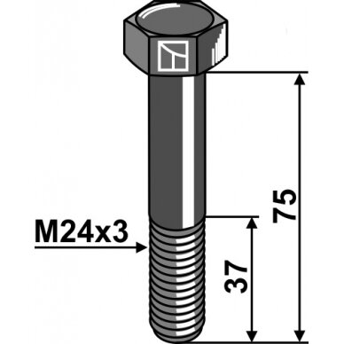 Varžtas M24x3x75 - 10.9 Varžtas M24x3x75 - 10.9