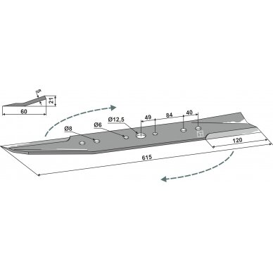 Žoliapjovės peilis 615mm Žoliapjovės peilis 615mm