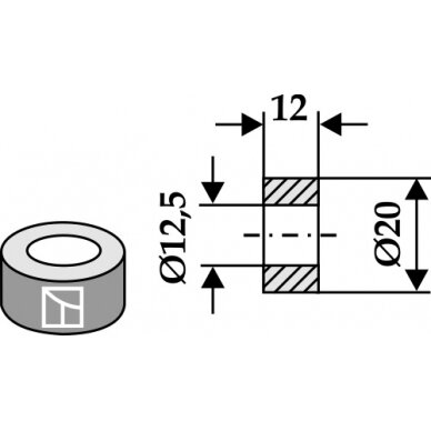 Įvorė 12xØ12,5xØ20 1