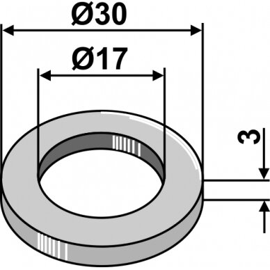 Poveržlė Ø30x3xØ17 Poveržlė Ø30x3xØ17