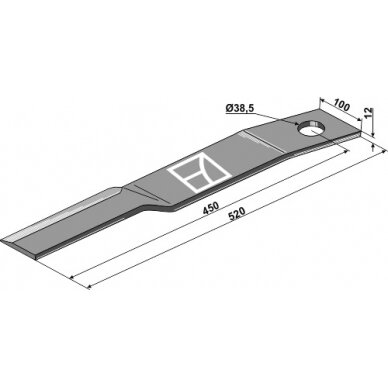 Žoliapjovės peilis 520mm, dešinė Žoliapjovės peilis 520mm, dešinė