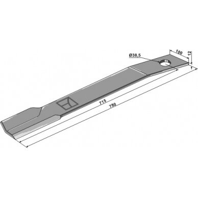 Žoliapjovės peilis 780mm, kairė Žoliapjovės peilis 780mm, kairė