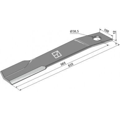 Žoliapjovės peilis 635mm, kairė Žoliapjovės peilis 635mm, kairė