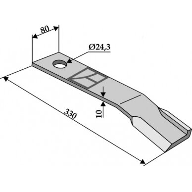 Žoliapjovės peilis 330mm, dešinė Žoliapjovės peilis 330mm, dešinė