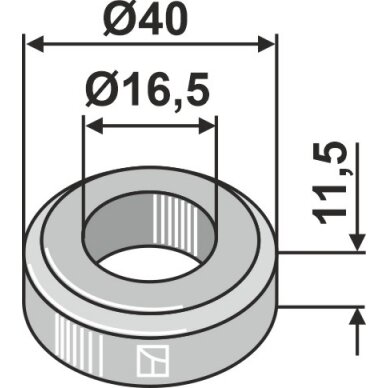 Įvorė 11,5xØ16,5xØ40 1