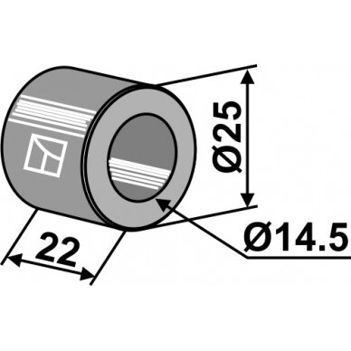 Įvorė 22xØ14,5xØ25 Įvorė 22xØ14,5xØ25
