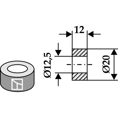 Įvorė 12xØ12,5xØ20 1