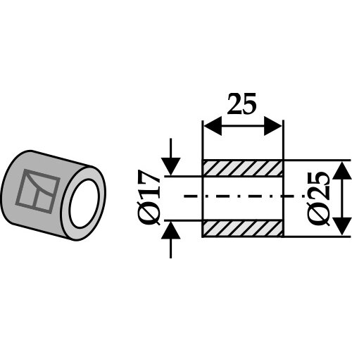 Įvorė 25xØ17xØ25 1