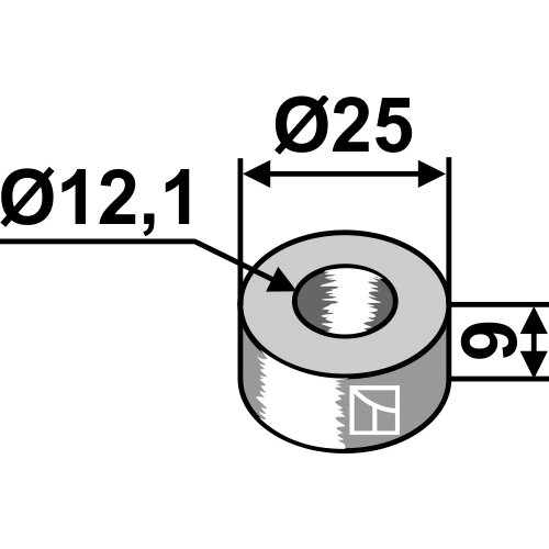 Įvorė 9xØ12,1xØ25 1