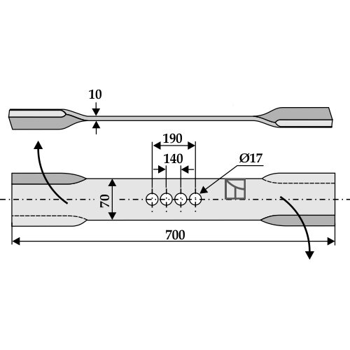 Žoliapjovės peilis 700mm, dešinė Žoliapjovės peilis 700mm, dešinė