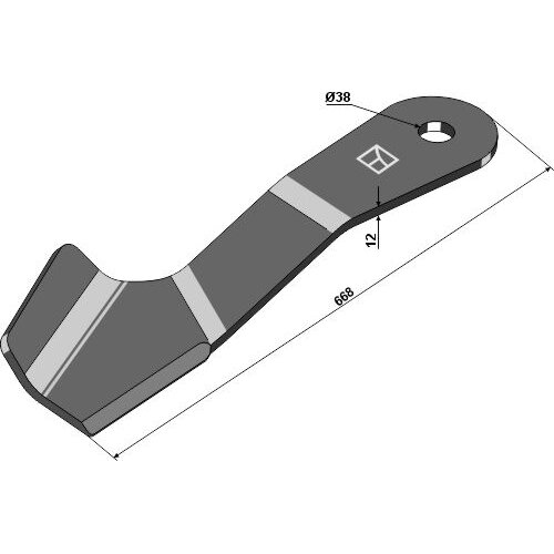 Žoliapjovės peilis 668mm, dešinė
