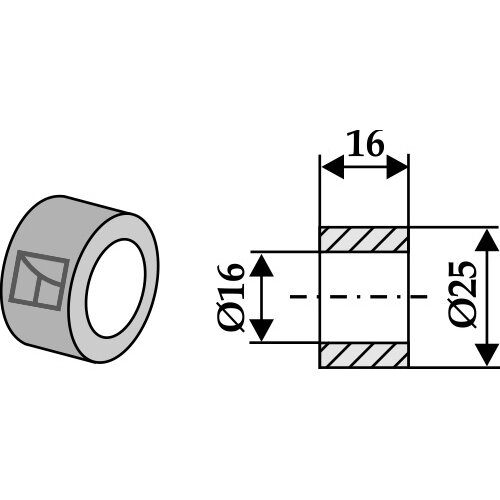 Įvorė 16xØ16xØ25 1