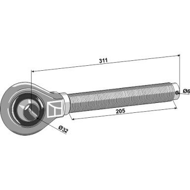 Traukės antgalis 1.3/4'' - dešininis sriegis