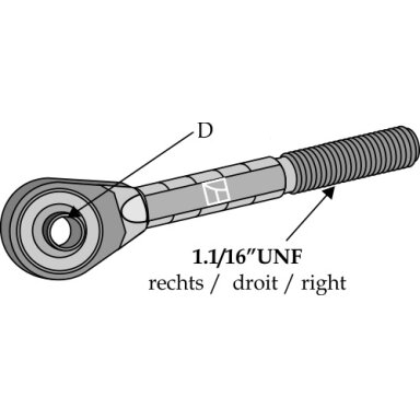 Traukės antgalis 1 1/16" UNF dešinė