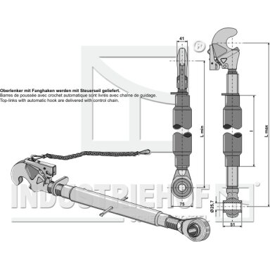 Centrinė traukė su automatiniu kabliu ir standartiniu antgaliu M30x3,5