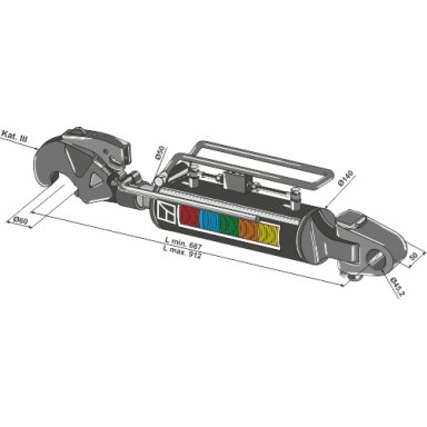 Hidraulinė centrinė traukė su kabliu ir pasukamu antgaliu
