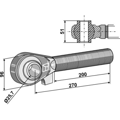 Centrinės traukės antgalis M42x3 - 200, II kat.