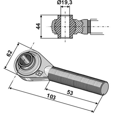 Sustiprintas centrinės traukės antgalis M24x3