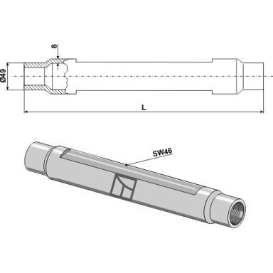 Traukės vamzdis M36x3