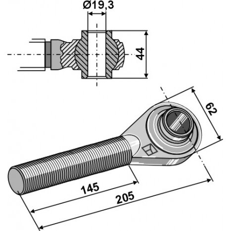 Sustiprintas centrinės traukės antgalis M24x3 Sustiprintas centrinės traukės antgalis M24x3