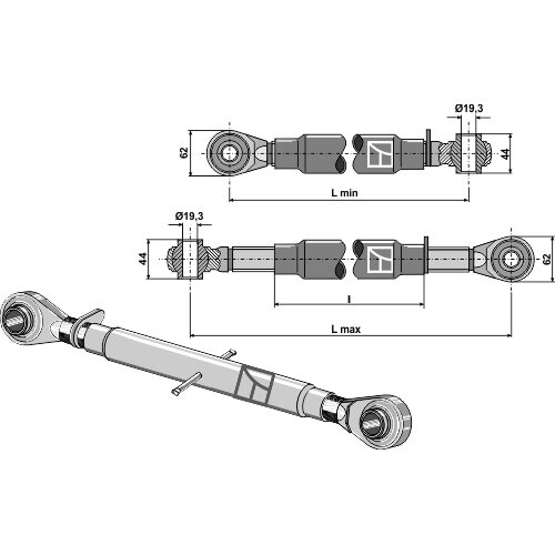 Centrinė traukė sustiprintais antgaliaiss M30x3,5