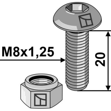Varžtas plokščia galvute M8x1,25x20 with hexagon socket