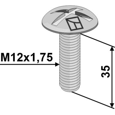 Varžtas plokščia galvute M12x1,75x35 without nut