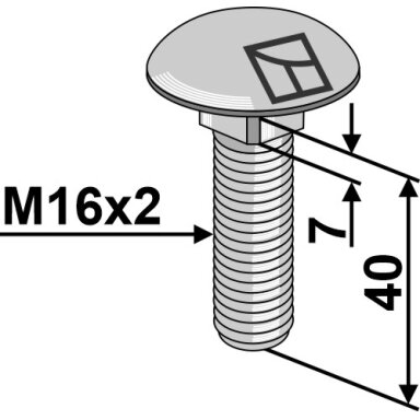 Varžtas plokščia galvute M16x2x40 without nut
