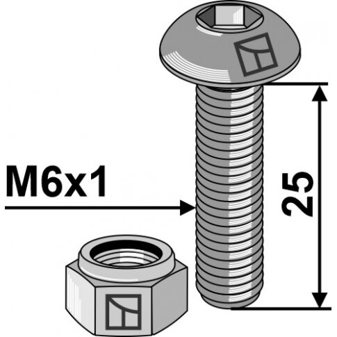 Varžtas plokščia galvute M6x1x25 with hexagon socket 1