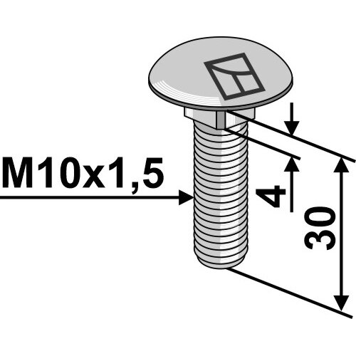 Varžtas plokščia galvute M10x1,5x30 without nut 1