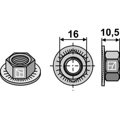 Šešiakampė veržlė - M10x1,5