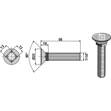 Plūgo varžtas 7/16"x56