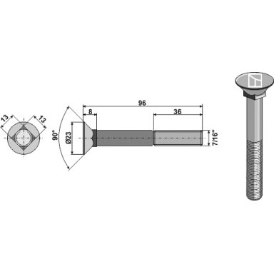 Plūgo varžtas 7/16"x96