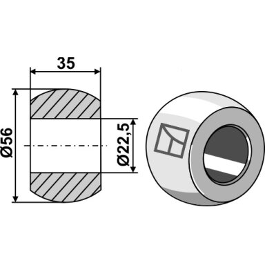 Apatinės traukės obuolys, Ø22,5 mm, I-II kat.