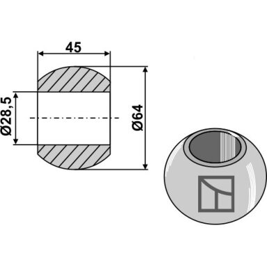 Apatinės traukės obuolys, Ø28,5 mm, II-III kat.