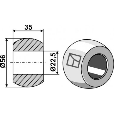Apatinės traukės obuolys, Ø22,5 mm, I-II kat. 1