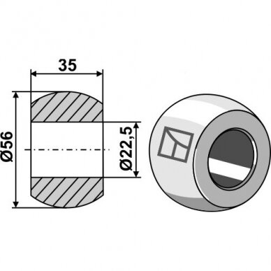 Apatinės traukės obuolys, Ø22,5 mm, I-II kat.