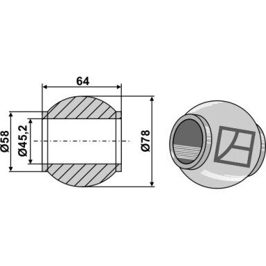 Centrinės traukės obuolys, Ø45,2 mm, IV kat.