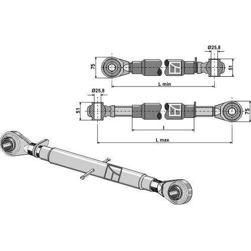Centrinė traukė, II kat., 440-740 mm ilgio 1 Centrinė traukė, II kat., 440-740 mm ilgio 1