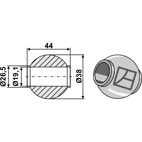 Centrinės traukės obuolys, Ø19,1 mm, I kat. 1