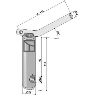 Fiksavimo kaištis apatinei traukei, 110 mm ilgio, Ø28 1