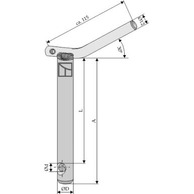 Fiksavimo kaištis apatinei traukei, 151 mm ilgio, Ø37